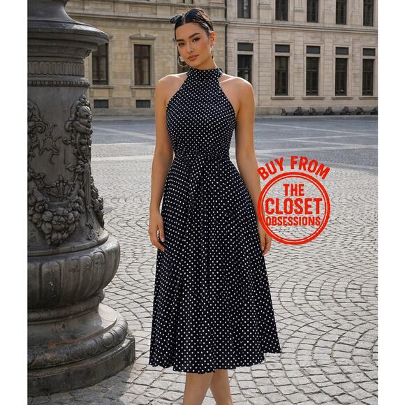 Zara Dresses & Skirts - ZARA Belted Pleated Halter Midi Dress NWT